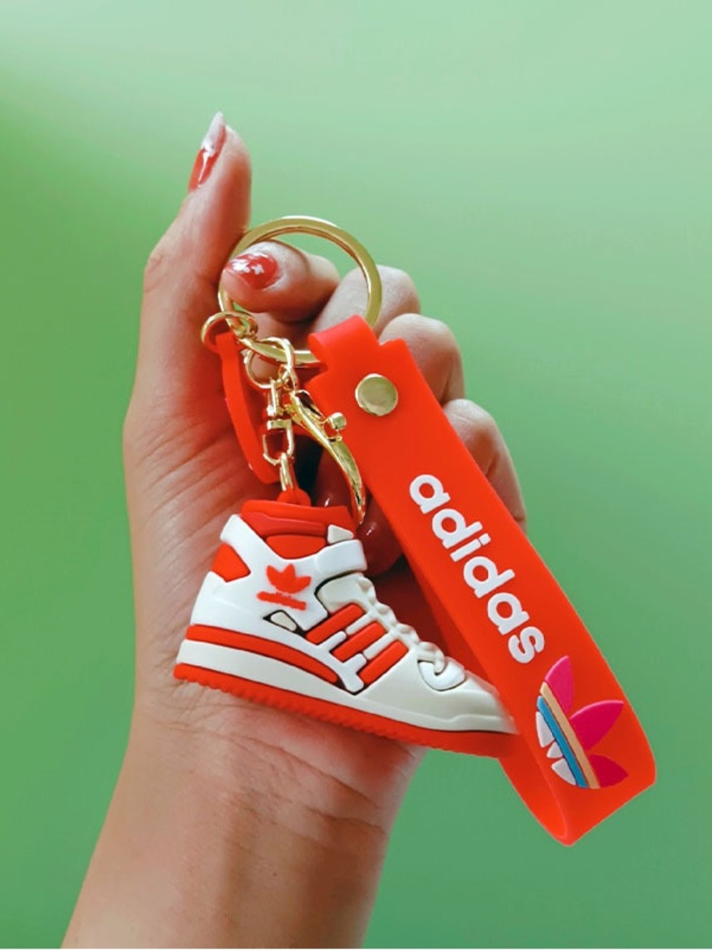 NWOT Adidas red/white sneaker PVC keychain